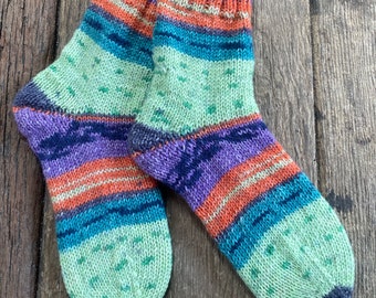 Handgestrickte  dicke Wollsocken aus 4fach  Sockenwolle, Haussocken Kuschelsocken, Sofasocken Kinder Socken Gr.30/31 Unikate!!!