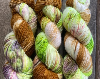 Hand dyed wool, sock yarn 100g skein