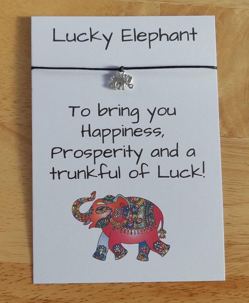 LUCKY ELEPHANT Good Luck Verse Card With Elephant Charm Etsy