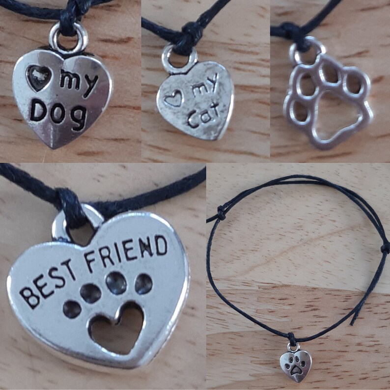 Dog Cat Animal Paw Print Friendship Charm Wish Bracelet. Waxed Etsy