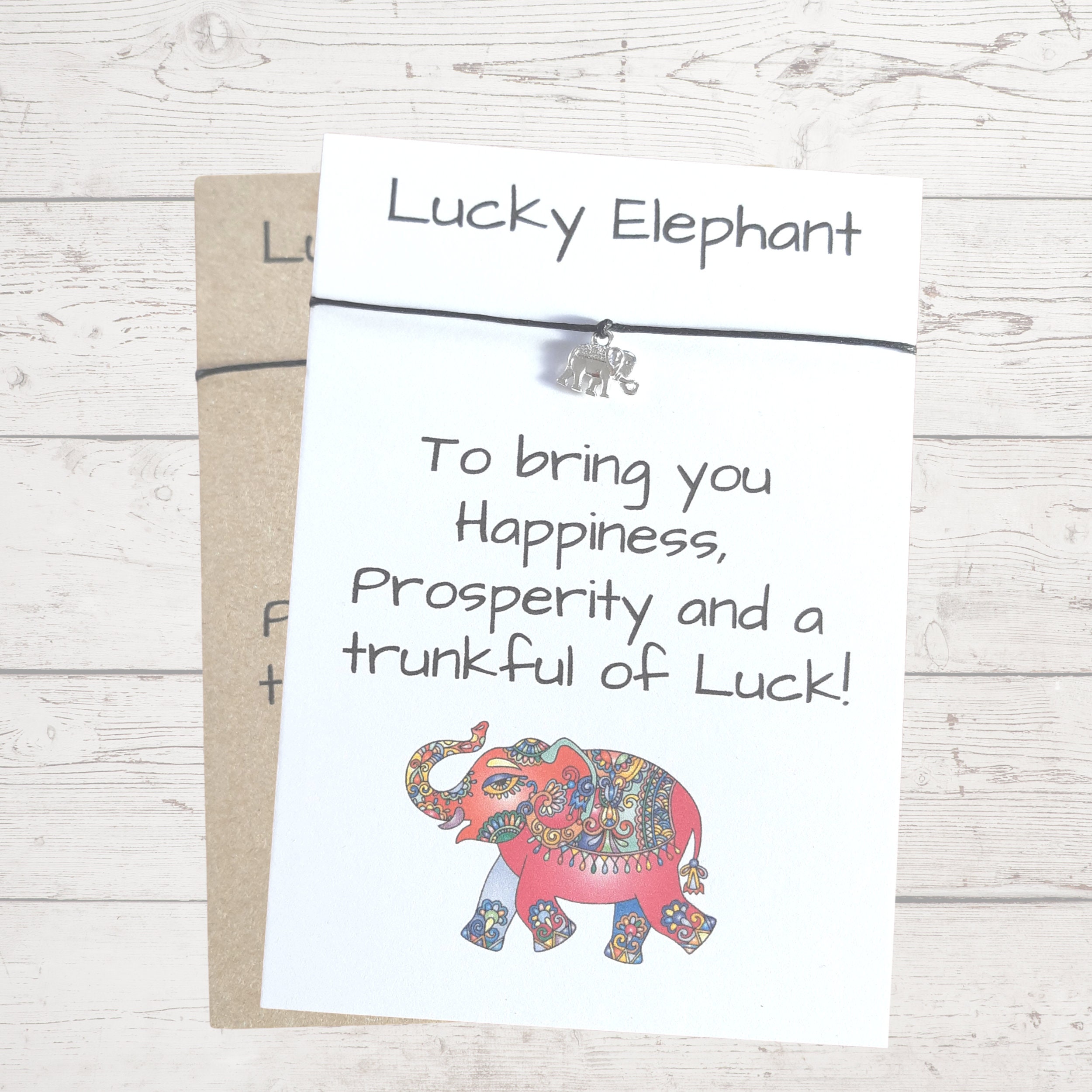 LUCKY ELEPHANT Good Luck Verse Card With Elephant Charm Etsy