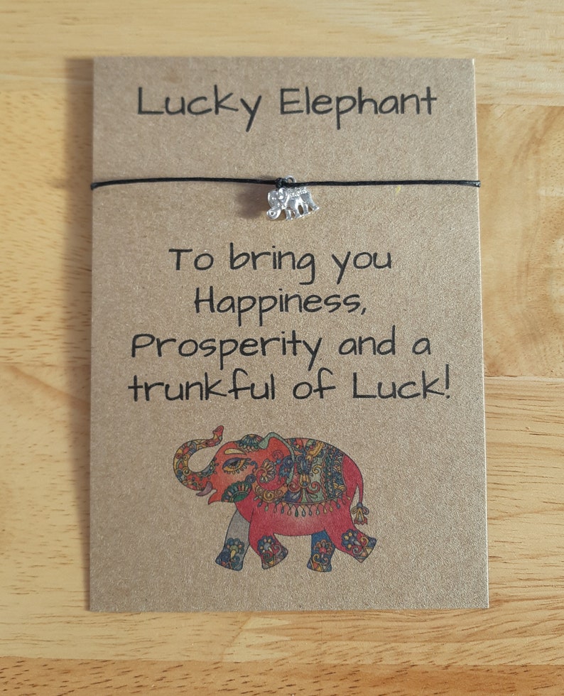 LUCKY ELEPHANT Good Luck Verse Card With Elephant Charm Etsy
