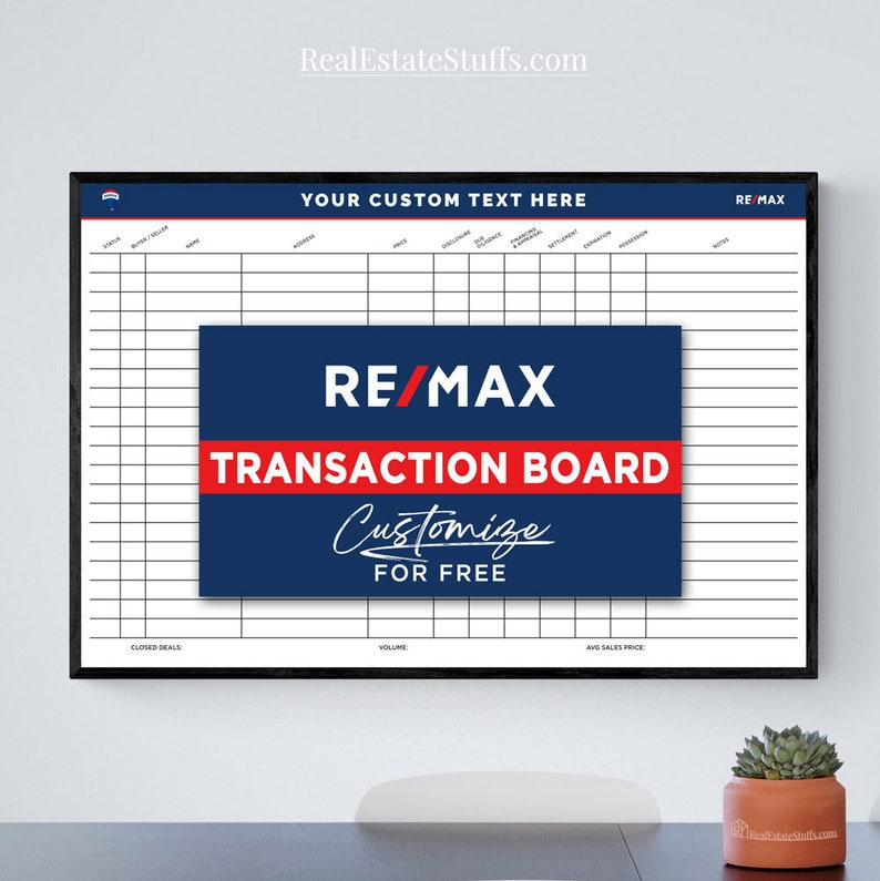 REMAX Real Estate Agent Transaction Pipeline Poster Print Dry Erase Board image 1