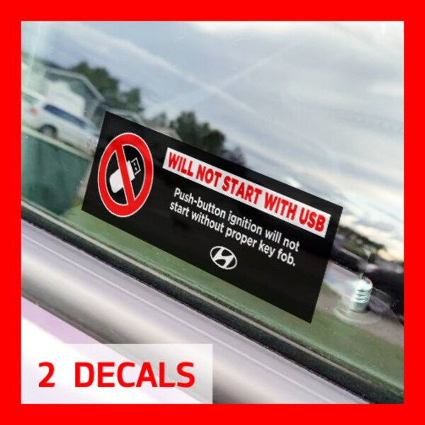 HYUNDAI Push Button Ignition Theft Deterrent Alarm Security Sticker Decal