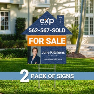 Custom eXp Realty FOR SALE House Shaped Yard Sign - 23" x 23" lawn sign