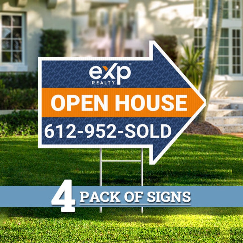eXp Realty OPEN HOUSE Arrow Directional Yard Sign image 1