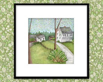 The Welles-Shipman-Ward House Print, Reproduction Print, Watercolor Print, Old House Print, Wall Art, Homeowner Gift, Housewarming Gift