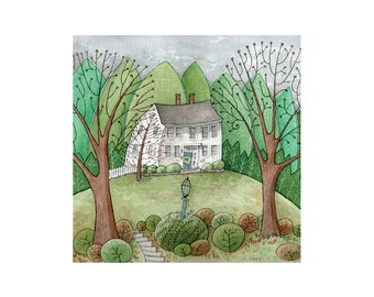 Georgian House Print, Reproduction Print, Watercolor Print, Country House Print, Wall Art, Homeowner Gift, Housewarming Gift