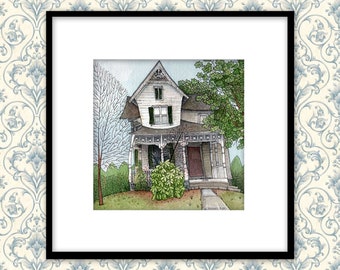 Old Country House Print, Reproduction Print, Watercolor Print, Old House Print, Wall Art, Homeowner Gift, Housewarming Gift
