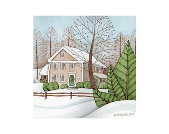 Country House Print, Reproduction Print, Watercolor Print, Country House Print, Wall Art, Homeowner Gift, Housewarming Gift