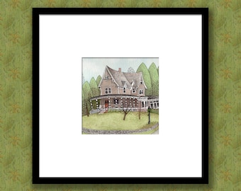 Carpenter Gothic House Print, Reproduction Print, Watercolor Print, Country House Print, Wall Art, Homeowner Gift, Housewarming Gift