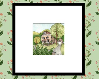 Hip Roof House Print, Reproduction Print, Watercolor Print, Country House Print, Wall Art, Homeowner Gift, Housewarming Gift