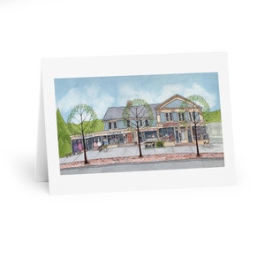 Main Street Shops (Primavera), Glastonbury CT - Cartões comemorativos (pacote com 5)