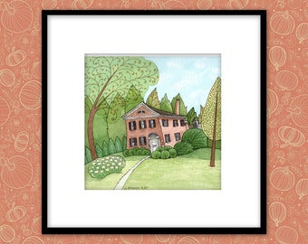 The Parsonage House Print, Reproduction Print, Watercolor Print, Old House Print, Wall Art, Homeowner Gift, Housewarming Gift