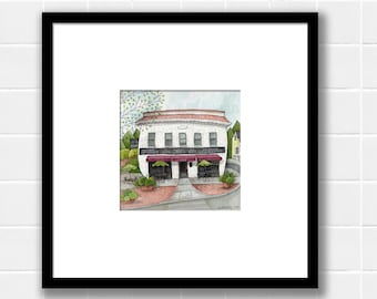Daybreak Coffee Roasters, Reproduction Print, Watercolor Print, Wall Art, Coffee Lover Gift
