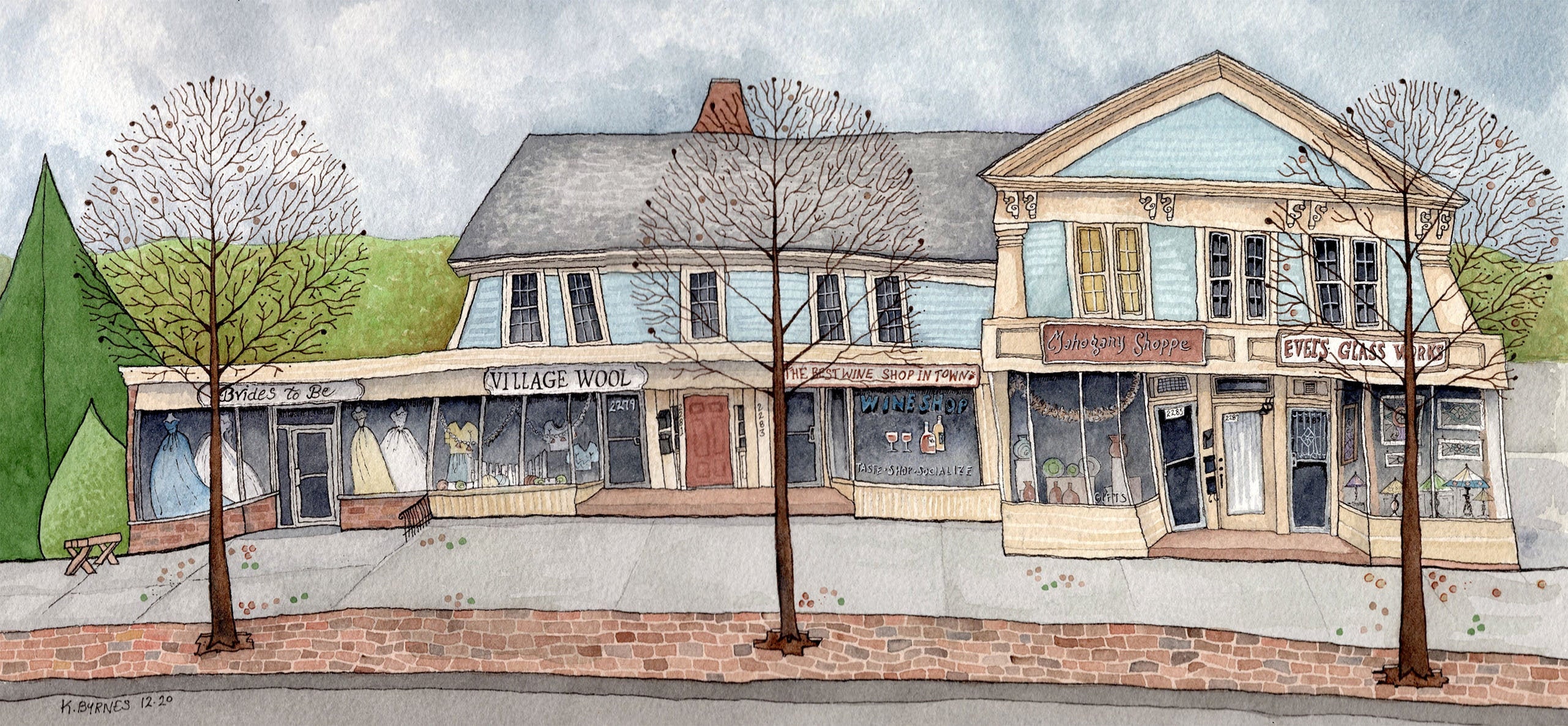 Glastonbury Shops Print Reproduction Print Watercolor Print Etsy