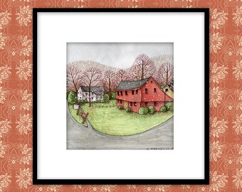 Country House Print, Reproduction Print, Watercolor Print, Country House Print, Wall Art, Homeowner Gift, Housewarming Gift
