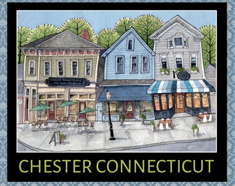 Town of Chester Print, Reproduction Print, Watercolor Print, Country House Print, Wall Art, Homeowner Gift, Housewarming Gift