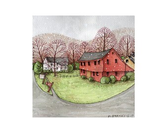 Country House Print, Reproduction Print, Watercolor Print, Country House Print, Wall Art, Homeowner Gift, Housewarming Gift