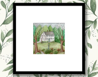 Georgian House Print, Reproduction Print, Watercolor Print, Country House Print, Wall Art, Homeowner Gift, Housewarming Gift