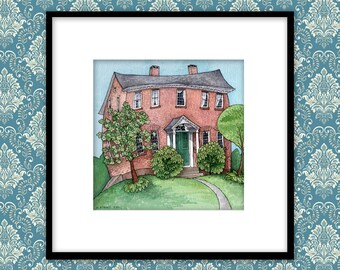Hale-Rankin House Print, Reproduction Print, Watercolor Print, Country House Print, Wall Art, Homeowner Gift, Housewarming Gift