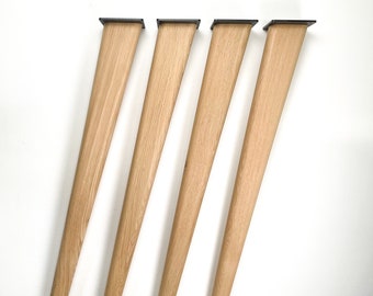 Set of 4 solid oak wood legs for dining and kitchen tables | Tapered table legs | Exclusive oak wood | Available in various colours