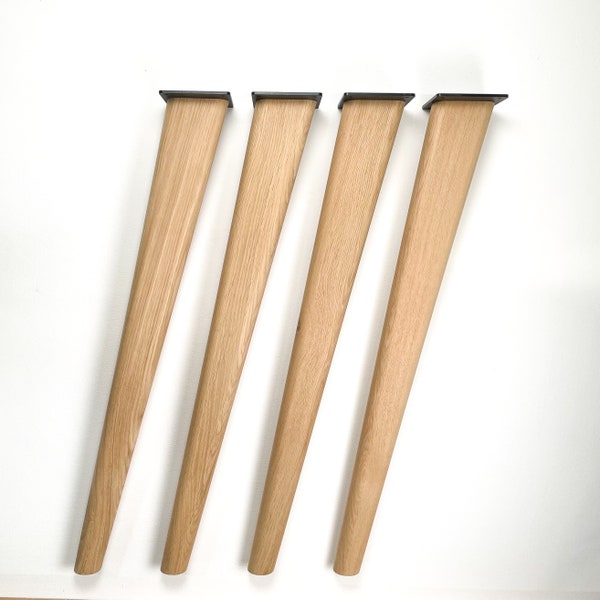 Set di 4 gambe in legno massello di rovere per tavoli da pranzo e da cucina / Gambe da tavolo affusolate / Esclusivo legno di rovere / Disponibile in vari colori