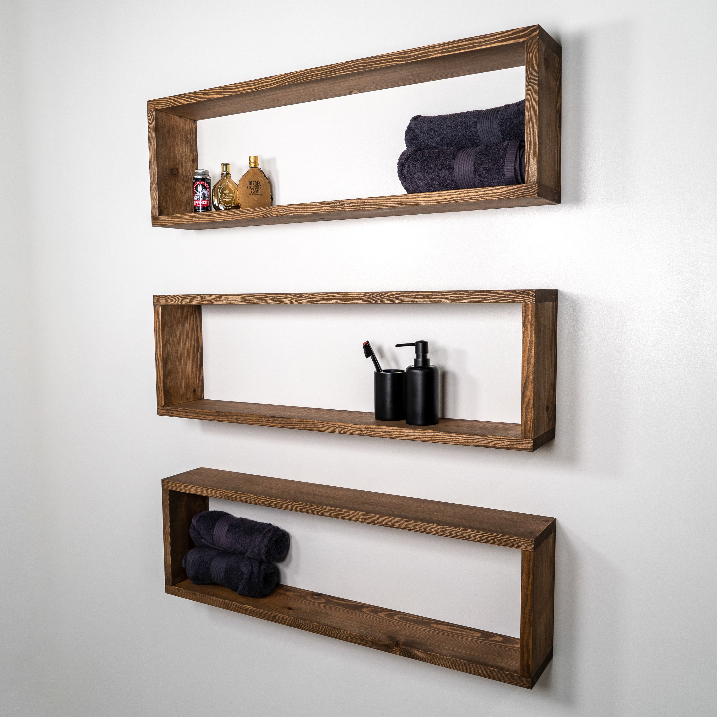 Box Shelf Floating Shelves Wall Shelves Rustic Minimal Etsy