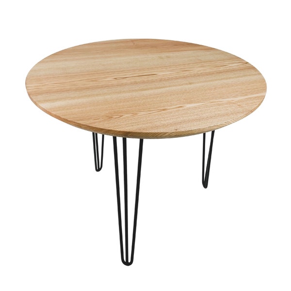 Ronde eettafel | Essenhouten tafel | Keukentafel | Massief houten | Haarspeld stalen poten | Design meubels | Eetkamer tafel | Natuurlijk