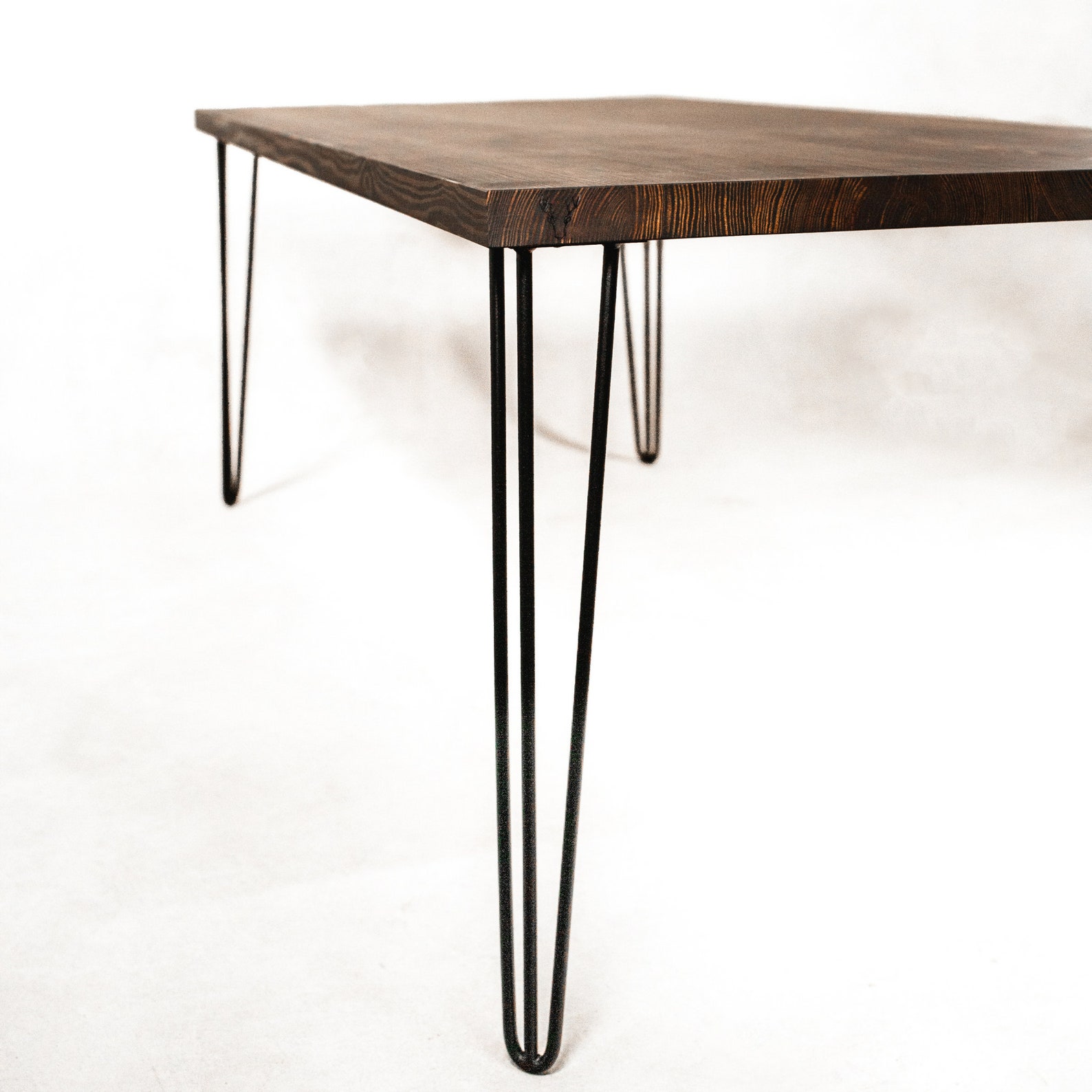 Pine Wood Table Dining Table Kitchen Table Hairpin Metal Etsy