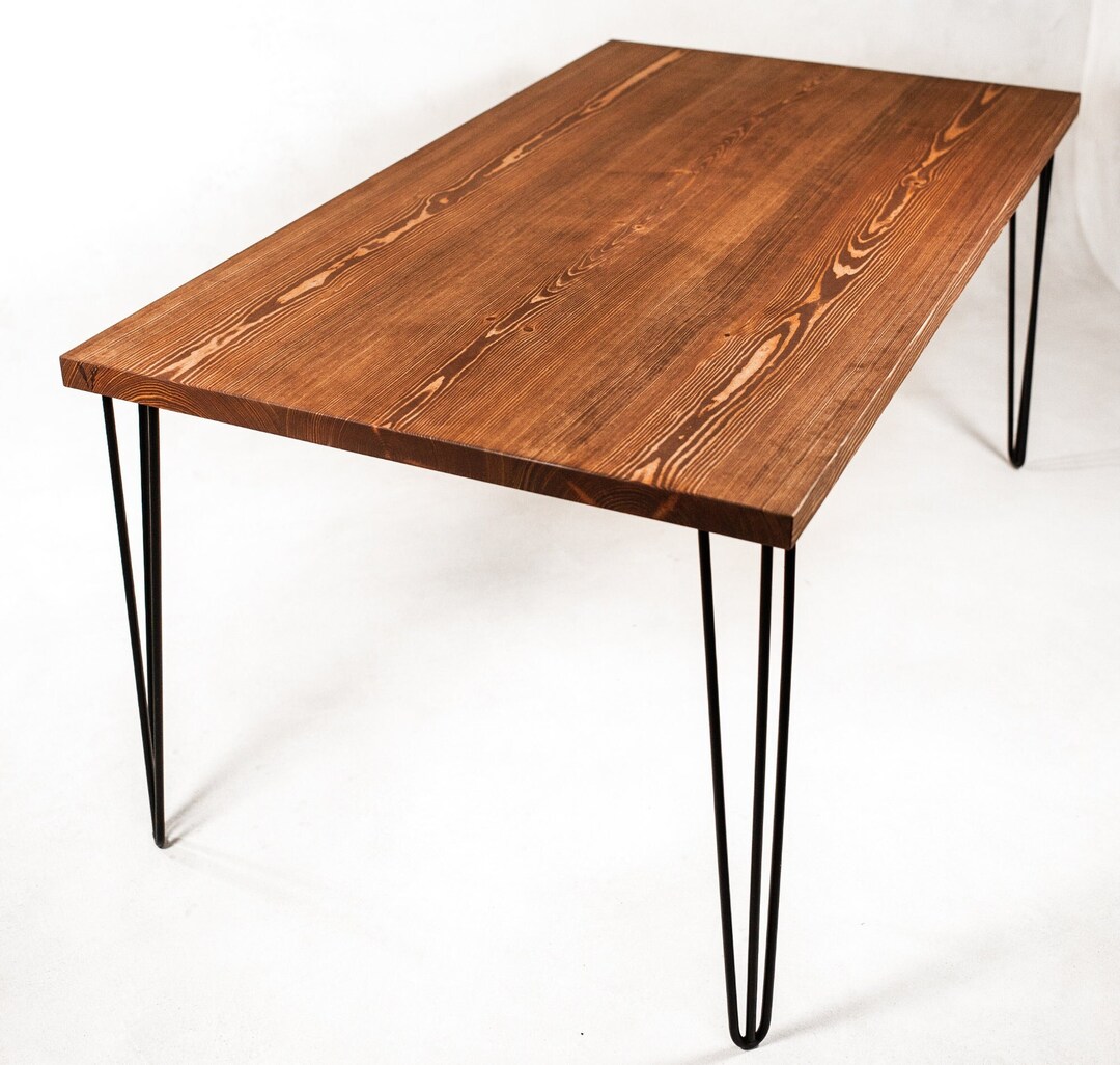Pine Wood Table Dining Table Kitchen Table Hairpin Metal Etsy