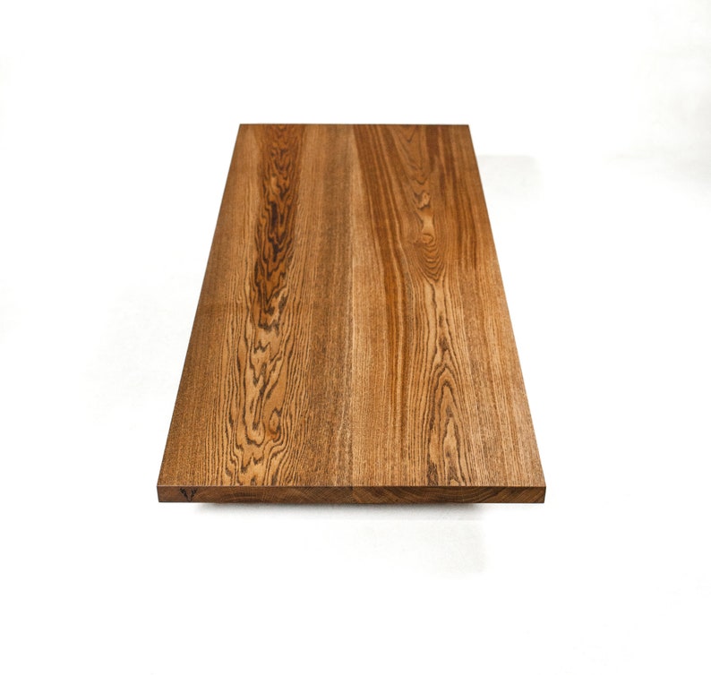 Plateau de table en bois de chêne Plateau de bureau en bois Bois massif naturel exclusif Fait à la main Rustique Disponible en 10 couleurs différentes, différentes tailles image 3