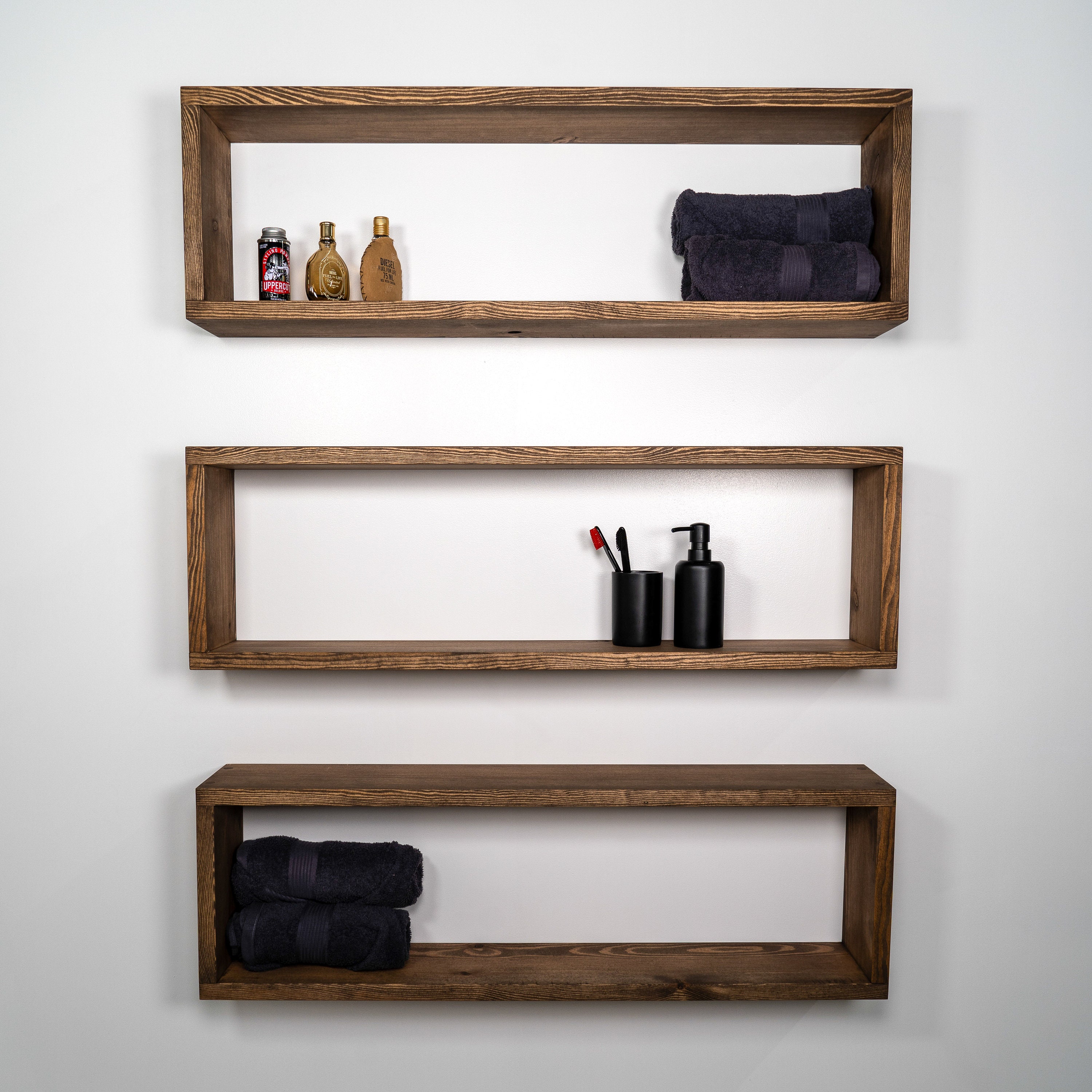 Box Shelf Floating Shelves Wall Shelves Rustic Minimal Etsy