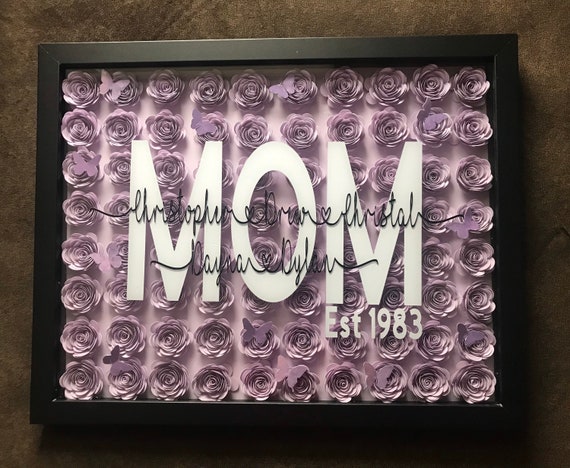 MOM EST. Since Shadow Box | Etsy