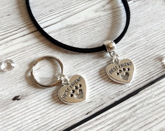 Best Friend Bracelet and Dog Collar Charm, Dog and Owner Matching Gift