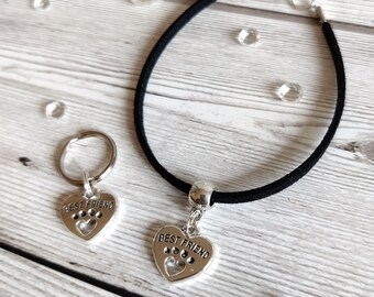 Dog and Owner Letterbox Gift, Best Friend Bracelet And Collar Tag, Matching Birthday Gift for Dog Mum and Furbaby, Best Friend Collar Charm