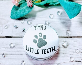 PUPPY TOOTH Keepsake Tin, PERSONALISED Dog Tooth Keepsake, Pet Tooth Holder, Bespoke Paw Print Gift, Puppy Tooth Box, Baby Teeth Container