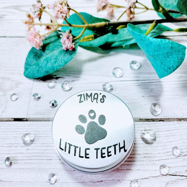 PUPPY TOOTH Keepsake Tin, PERSONALISED Dog Tooth Keepsake, Pet Tooth Holder, Bespoke Paw Print Gift, Puppy Tooth Box, Baby Teeth Container