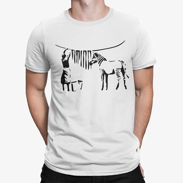 Banksy Zebra T-Shirt Homme Artiste urbain graffiti