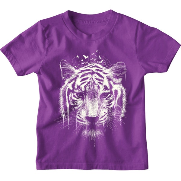 Tiger Head Kids Boys Girls T-Shirt | DTG Printed - Animal Print
