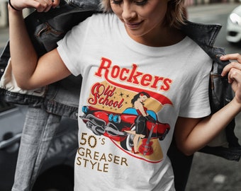 Rockers Old School 50's Greaser Rockabilly Pinup Womens T-Shirt | Screen  Printed