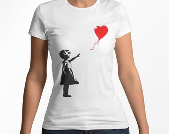 Banksy Girl With Balloon Womens Camiseta Urban Grafitti