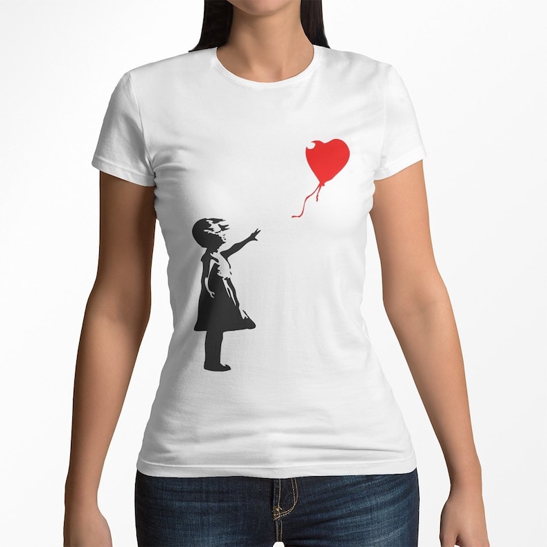 Banksy Girl Mit Ballon Damen T-Shirt Urban Grafitti Bild 1