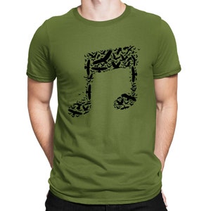 Music Note Birds Notation Men's T-Shirt | Screen Printed