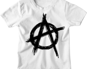 Anarchy Kinder Jungen Mädchen T-Shirt | 13 Farben - Siebdruck Design | Punk