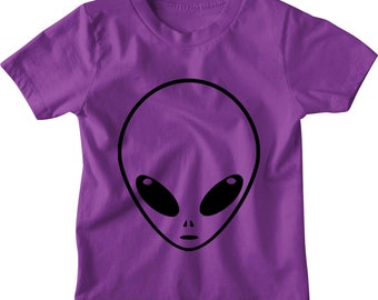 Alien Kopf Kinder Jungen Mädchen T-Shirt | Siebdruck