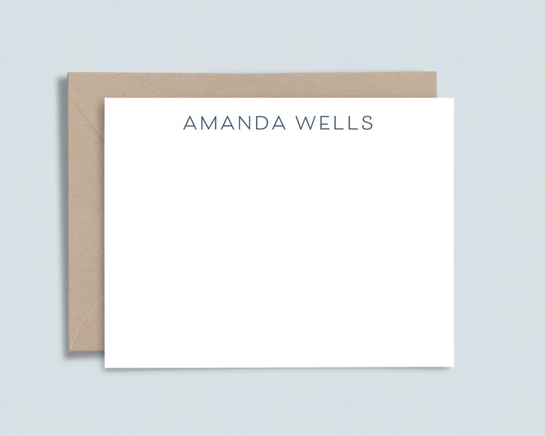 Elegant personalized stationery Modern stationary for women and men Set of 10 flat custom note cards with envelopes