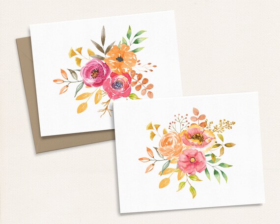 Fall Watercolor Greeting Card Set