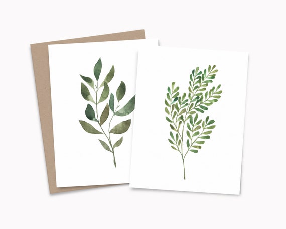 Blank Note Cards With Envelopes . Set of 4 . Nature Leaf Greenery Cards Eco  Friendly Gifts for Women . Fall Winter Thank You Notes Cards Set 