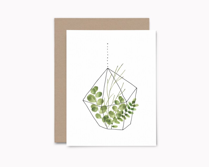 Botanical Terrarium Note Cards With Envelopes 8ct Watercolor Etsy